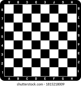 Chess Board In Black And White. Gameboard For Leisure Or Sport Game Of Chess. Vector Illustration.