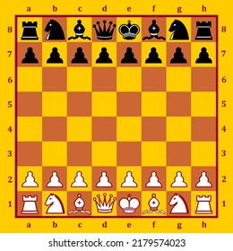 chess board with black and white chess pieces vector illustration