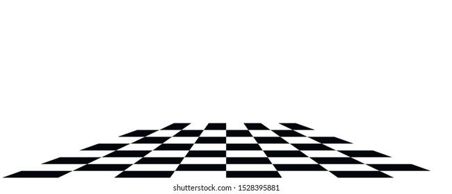 Chess Board. Black And White Square Tiles In Perspective.