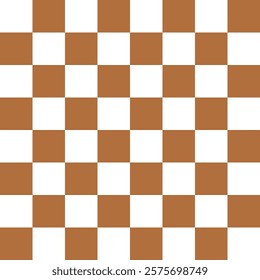 Chess board brown Mosaic Tile vector illustration. Brown Chessboard background. Seamless brown and white square grid pattern for a chess game, flat graphic design EPS 10.