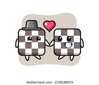 chess board cartoon character couple with fall in love gesture , cute style design for t shirt, sticker, logo element