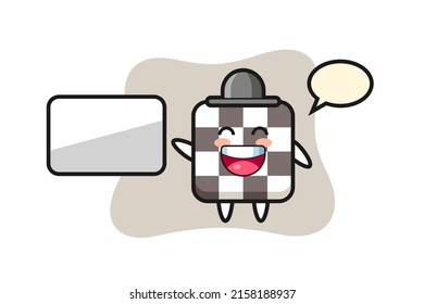 chess board cartoon illustration doing a presentation , cute style design for t shirt, sticker, logo element