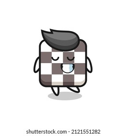 chess board cartoon illustration with a shy expression , cute style design for t shirt, sticker, logo element