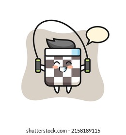 chess board character cartoon with skipping rope , cute style design for t shirt, sticker, logo element