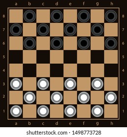 Chess Board with checkers. Simple vector illustration.