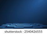 Chess board. Chequer pattern, Checker floor, Elegant design, 3D perspective, Chessboard background, Chess dark backdrop. Game abstract vector.