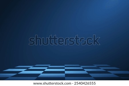 Chess board. Chequer pattern, Checker floor, Elegant design, 3D perspective, Chessboard background, Chess dark backdrop. Game abstract vector.