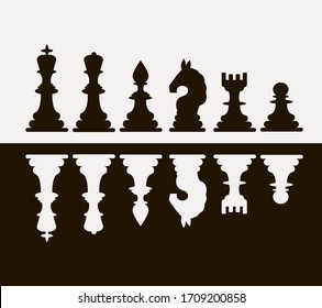 Chess board and chessmen vector leisure concept knight group white and black piece