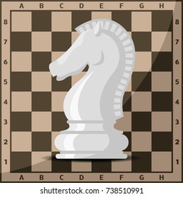 Chess board and chessmen vector leisure concept knight group white and black piece competition