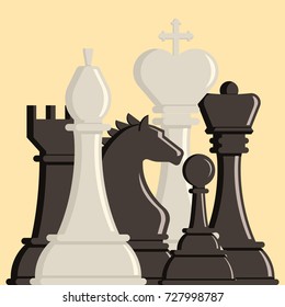 Chess board and chessmen vector strategy play leisure battle choice tournament tools