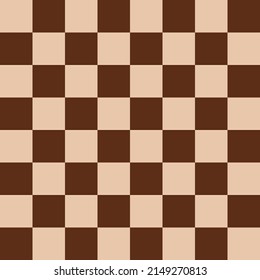 Chess board design template. Brown wooden chessboard seamless background. Vector mockup