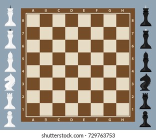 Chess, chess board with figures. Flat design, vector illustration, vector.