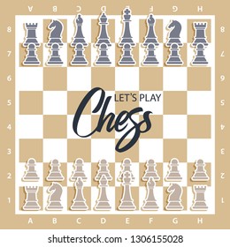Chess Board with figures. Vector illustration of chess