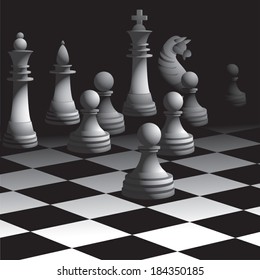Chess board with figures. Vector illustration