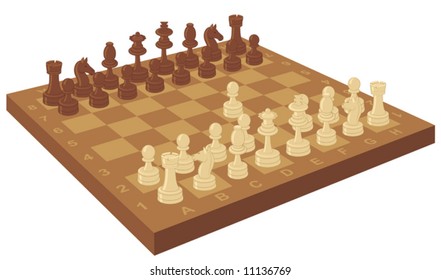 Chess board with the first move