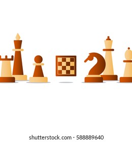 Chess board game, competition concept, knight icon, chess club vector illustration