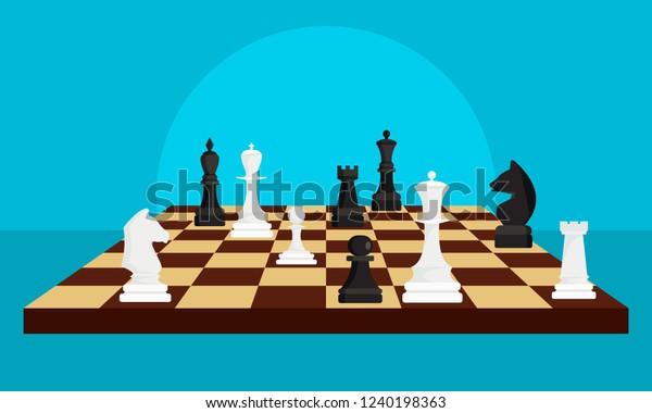 Chess board\
game concept background. Flat illustration of chess board game\
vector concept background for web\
design