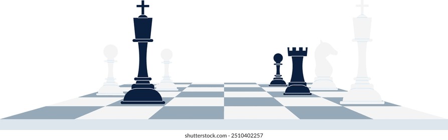 Chess board with game figures. Strategy game play