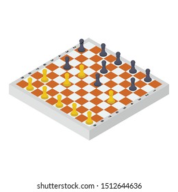 
Chess board game, indoor entertainment icon in isometric design 
