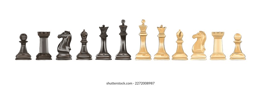 Chess, board game, chess pieces from multicolored paints. Splash of watercolor, colored drawing, realistic. Vector illustration of paints