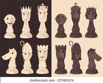 Chess Board Game Strategy, vector illustration cartoon.