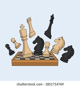 Chess Board Game Vector Illustration. Art, Logo, Sticker, Card