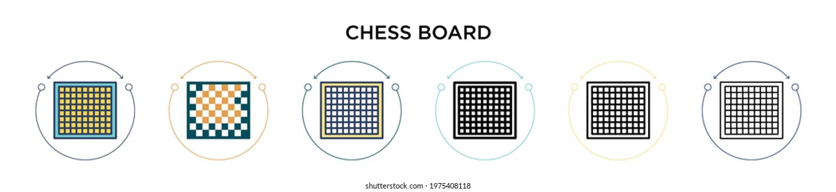 Chess board icon in filled, thin line, outline and stroke style. Vector illustration of two colored and black chess board vector icons designs can be used for mobile, ui, web