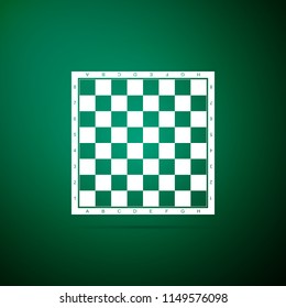 Chess board icon isolated on green background. Ancient Intellectual board game. Flat design. Vector Illustration