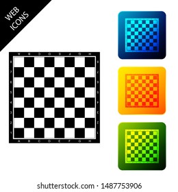 Chess board icon isolated on white background. Ancient Intellectual board game. Set icons colorful square buttons. Vector Illustration