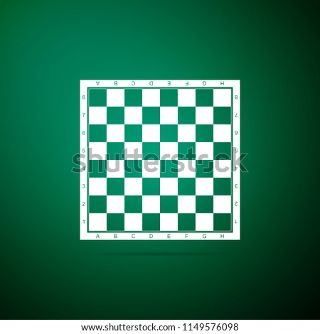 Chess board icon isolated on green background. Ancient Intellectual board game. Flat design. Vector Illustration