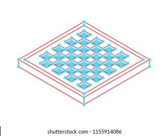 Chess board icon. Network connections with points and lines. Vector illustration.