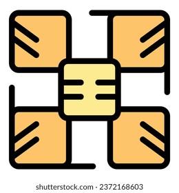 Chess board icon outline vector. Online game. Play checkmate color flat