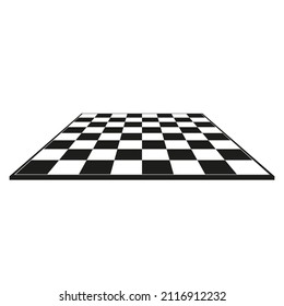 Chess board in isometric style. Black and white board game. Vector illustration isolated.