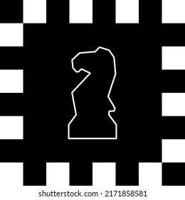 chess board with knight silhouette 