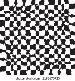 Chess board like abstract pattern, based on freehand drawn marker lines in black and white