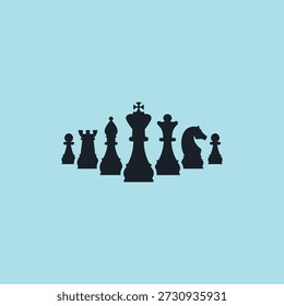 Chess board logo icon flat vector design