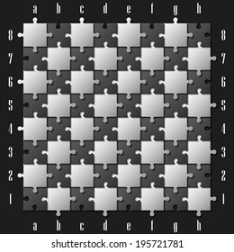 Chess board made of puzzle presentation infographic, icon illustration