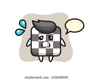 chess board mascot character with afraid gesture , cute style design for t shirt, sticker, logo element