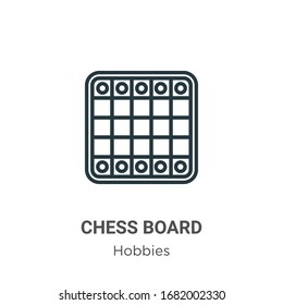 Chess board outline vector icon. Thin line black chess board icon, flat vector simple element illustration from editable hobbies concept isolated stroke on white background