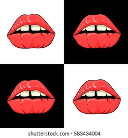 Chess board pattern with pop art lips