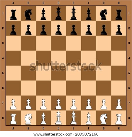 chess board with piece vector illustration template icons graphic design. flat background with silhouette black and white chess piece and color wood board