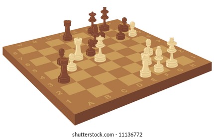 Chess board with pieces