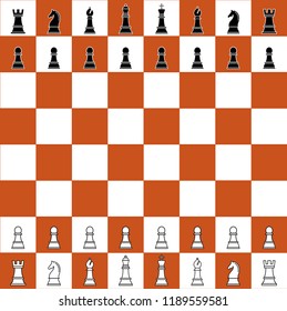 Chess board with chess pieces