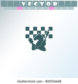 Chess board and pieces icon.