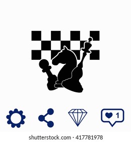 Chess board and pieces icon.