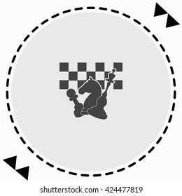 Chess board and pieces icon Flat Design. Isolated Illustration.
