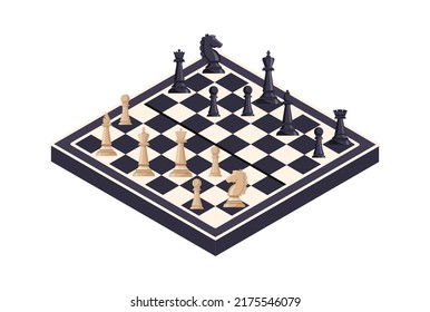 Chess board with pieces icon. Vector illustration