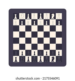 Chess board with pieces icon. Vector illustration