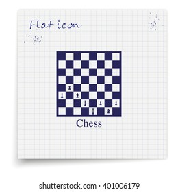 Chess board and pieces illustration.