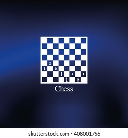 Chess board and pieces illustration.